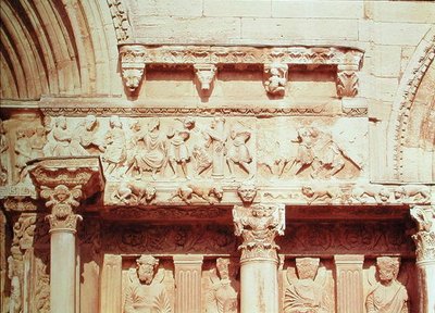 Detail from the Central Portal of the West Facade, Depicting Scenes from the Passion of Christ, c.1180 by French School